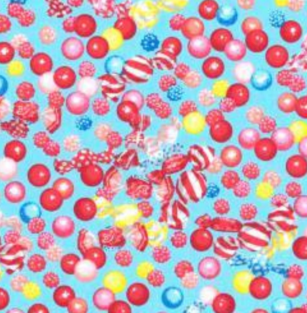 Lecien CANDY SHOP 4084670 Mixed Lollies blue.Priced per 25cm