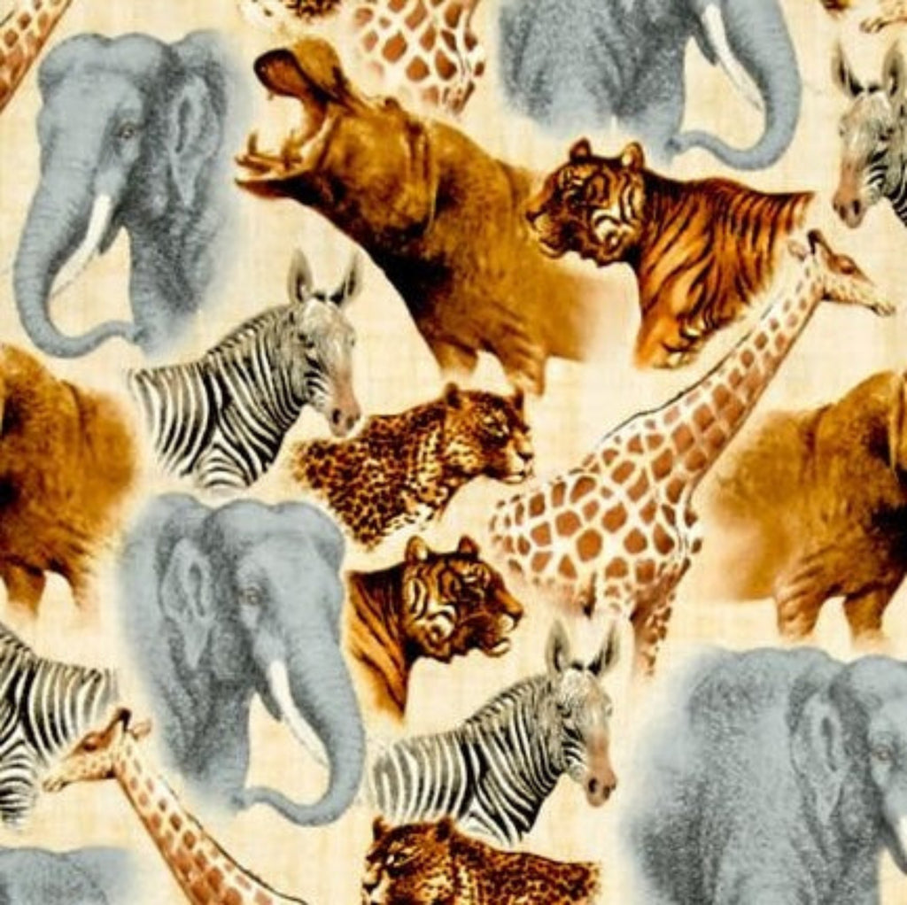 Out of Africa Safari Animals Packed Cream.Priced per 25cm.