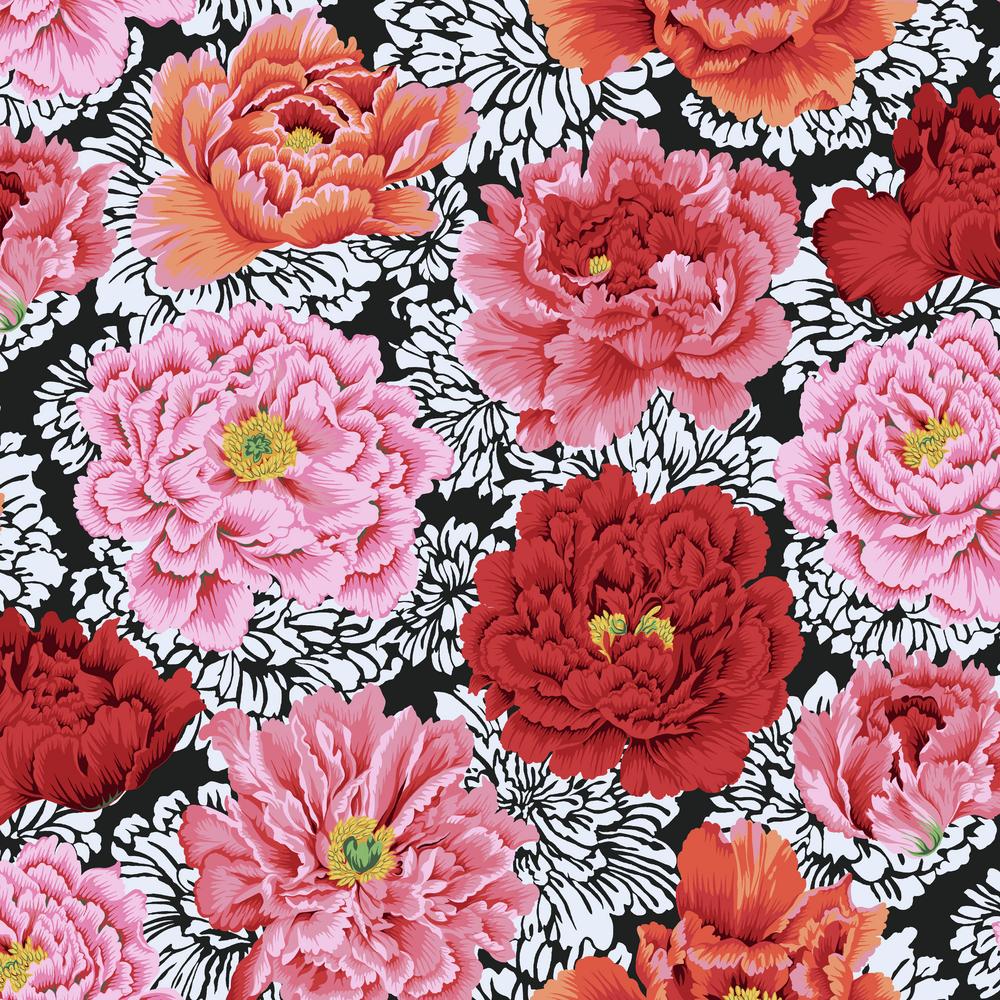 KFC Brocade Peony CRIMSON PWPJ062.Priced per 25cm