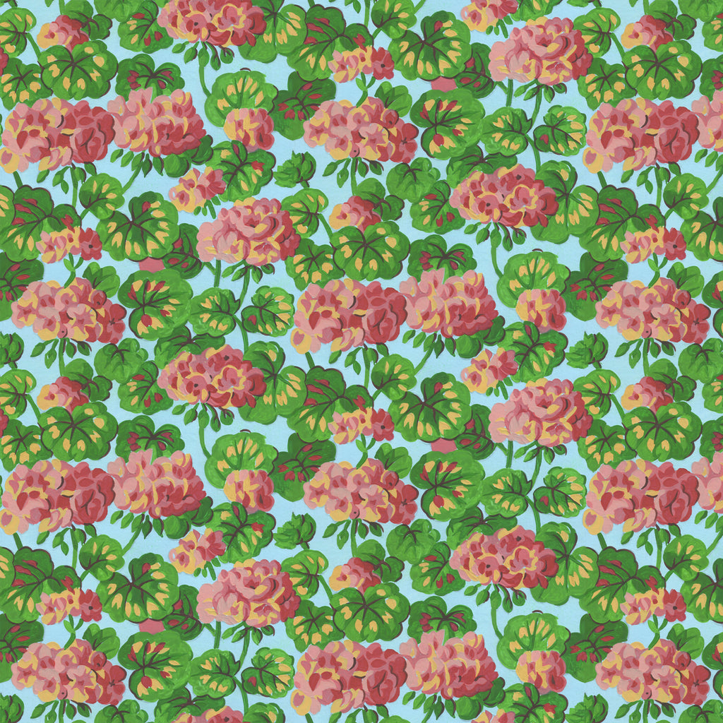COTTAGE GARDEN Geranium Garden BLUE PWSL131 by Philip Jacobs.Priced per 25cm