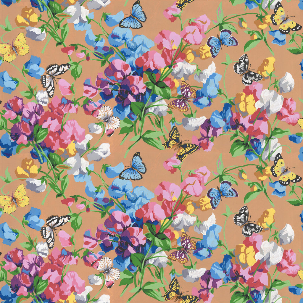 COTTAGE GARDEN Sweet Peas & Butterflies MULTI PWSL136 by Philip Jacobs.Priced per 25cm