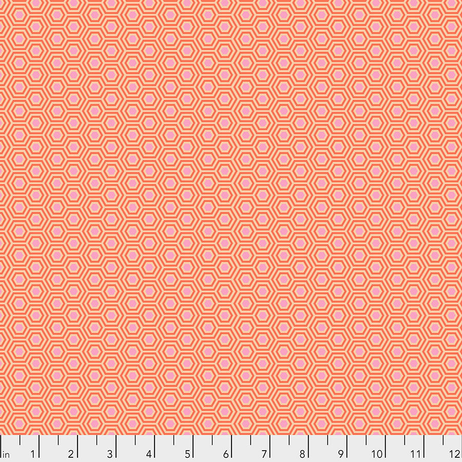 True Colors Hexy Peach Blossom PWTP150 by Tula Pink.Priced per 25cm