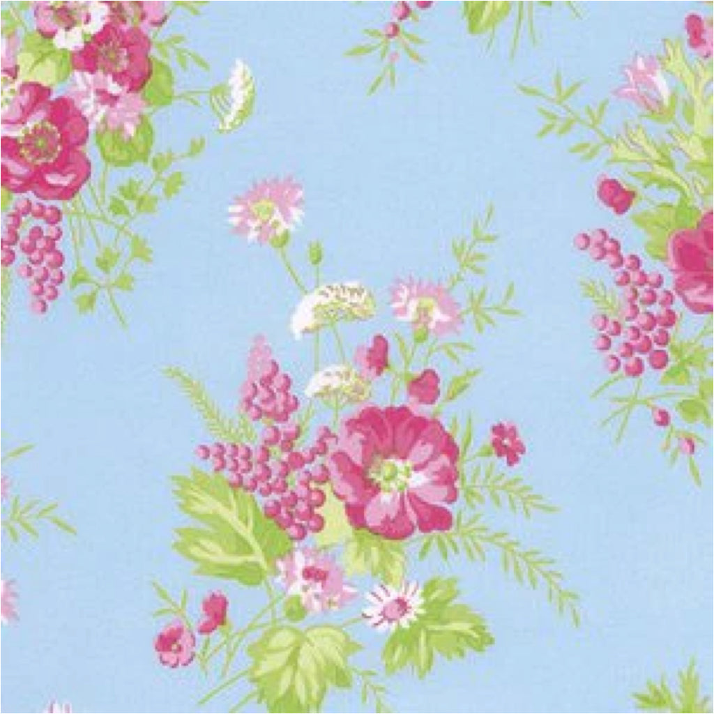 Sadies Dance Card Tanya Whelan - Wild Flower - Blue.Priced per 25cm.