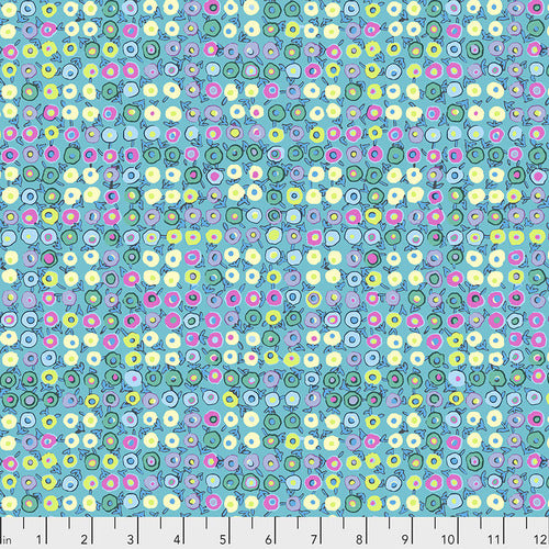 Free Spirit - Natural Beauty by Amy Butler - Buttercups - Aqua.Priced per 25cm