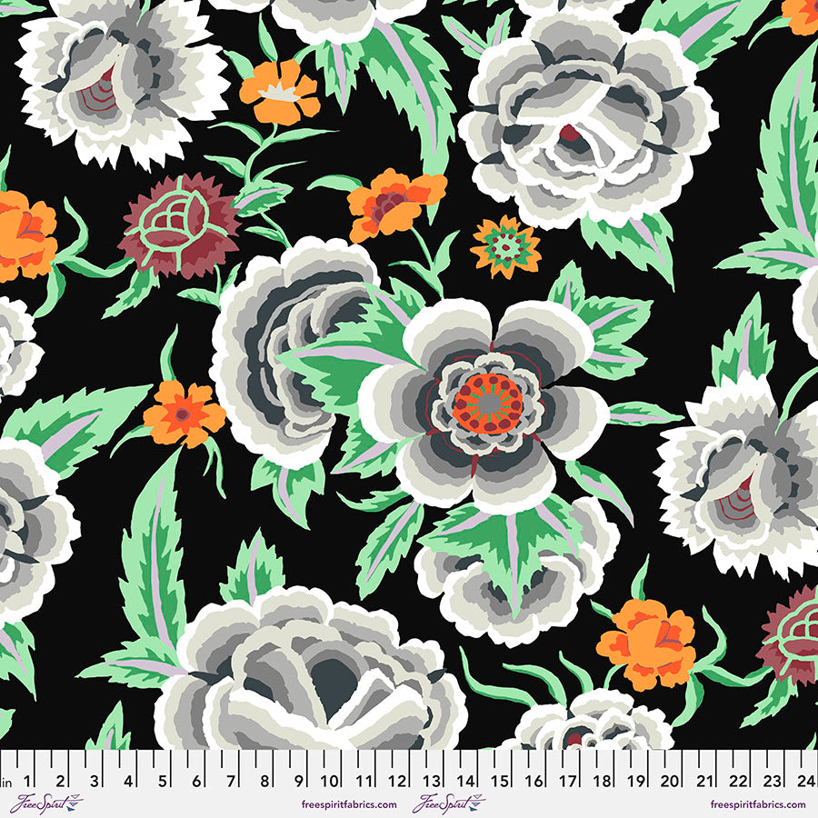 KFC Embroidered Shawl BLACK PWGP106.Priced per 25cm