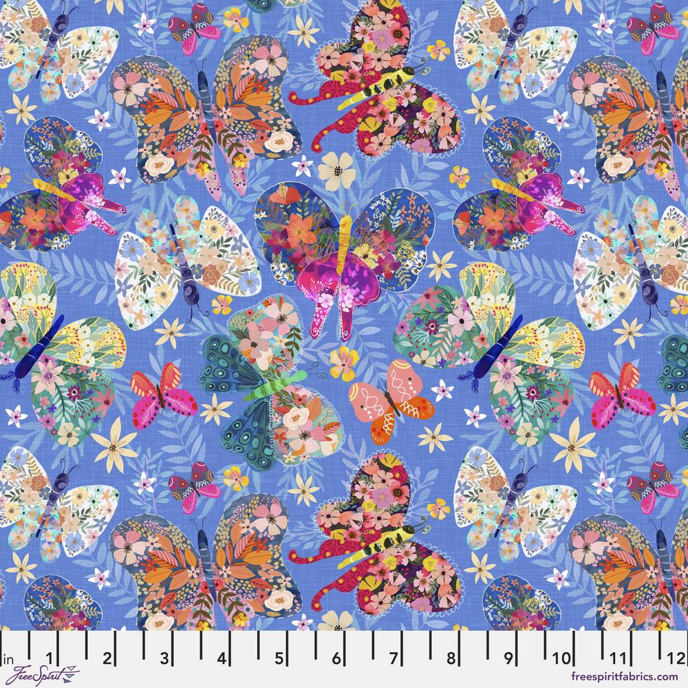 Magic Friends - Butterfly Paradise - Blue by Mia Charro PWMC022.XBLUE - Priced per 25Cm