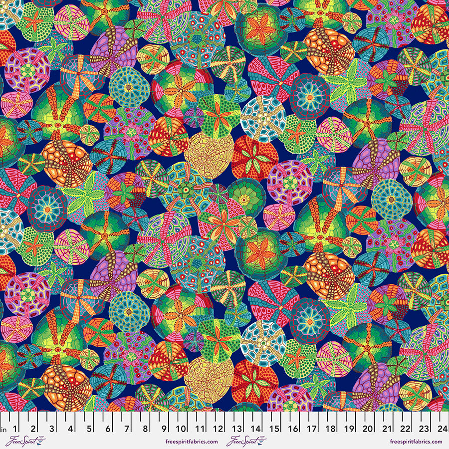 TREASURE ISLAND Sand Dollars NAVY PWSL113 by Philip Jacobs.Priced per 25cm