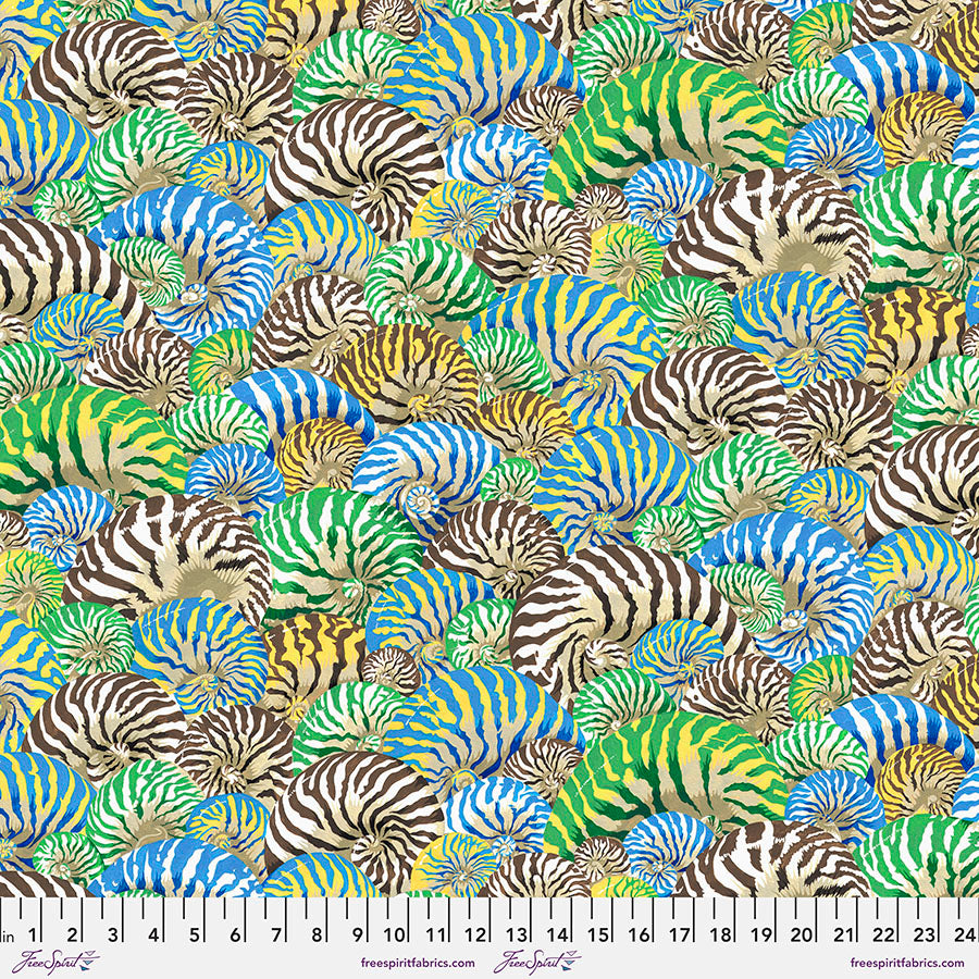 TREASURE ISLAND Nautilus Shell BLUE PWSL114 by Philip Jacobs.Priced per 25cm