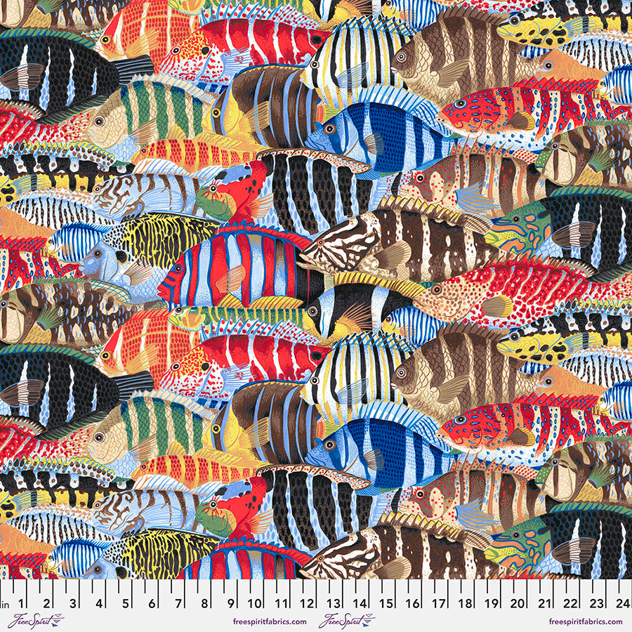 TREASURE ISLAND Stripey Fish MULTI PWSL116 by Philip Jacobs.Priced per 25cm