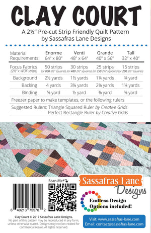 Clay Court Quilt Pattern: Paper Pattern