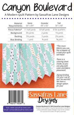 Canyon Boulevard Quilt Pattern: Paper Pattern