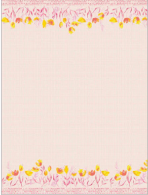 Decorative paper with floral border on a light pink background