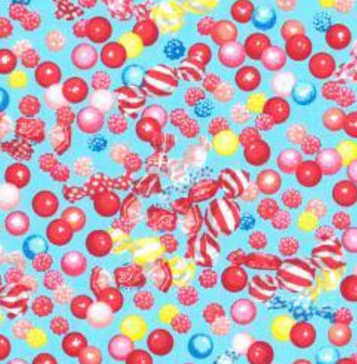 Lecien CANDY SHOP 4084670 Mixed Lollies blue.Priced per 25cm