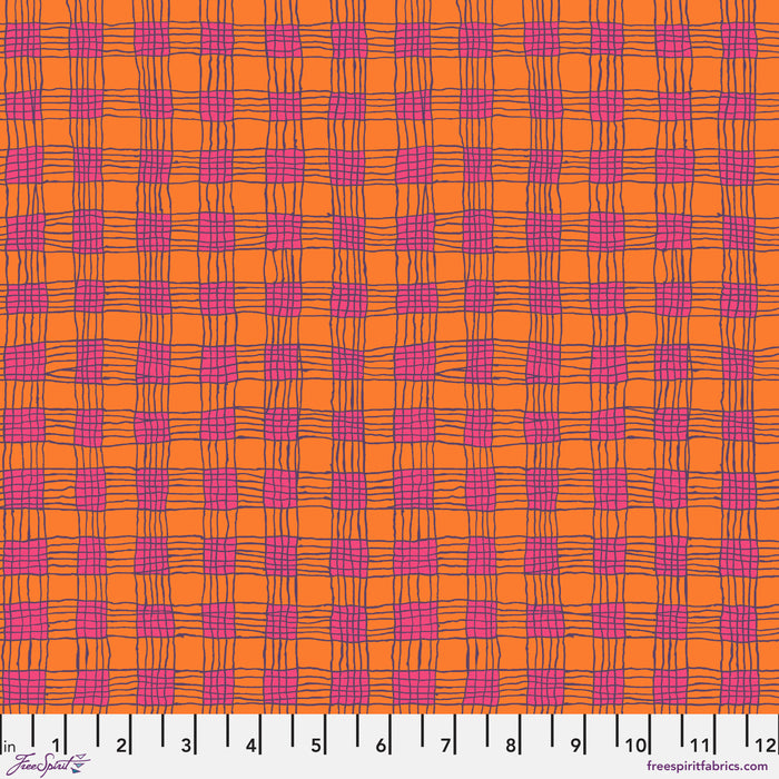 KFC Gingham CORAL PWBM089 Priced per 25cm