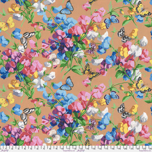 COTTAGE GARDEN Sweet Peas & Butterflies MULTI PWSL136 by Philip Jacobs.Priced per 25cm