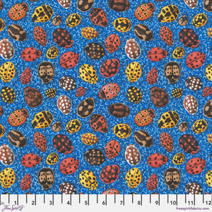 COTTAGE GARDEN Ladybirds BLUE PWSL141 by Philip Jacobs.Priced per 25cm