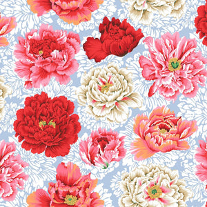 **REMNANT KFC Brocade Peony NATURAL WIDEBACK - Jade QBPJ004 - 3 METRES