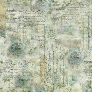 *Tim Holtz Receipt QBTH010 AQUA WIDEBACK 108" / 270 cms Priced Per 50 Cm.