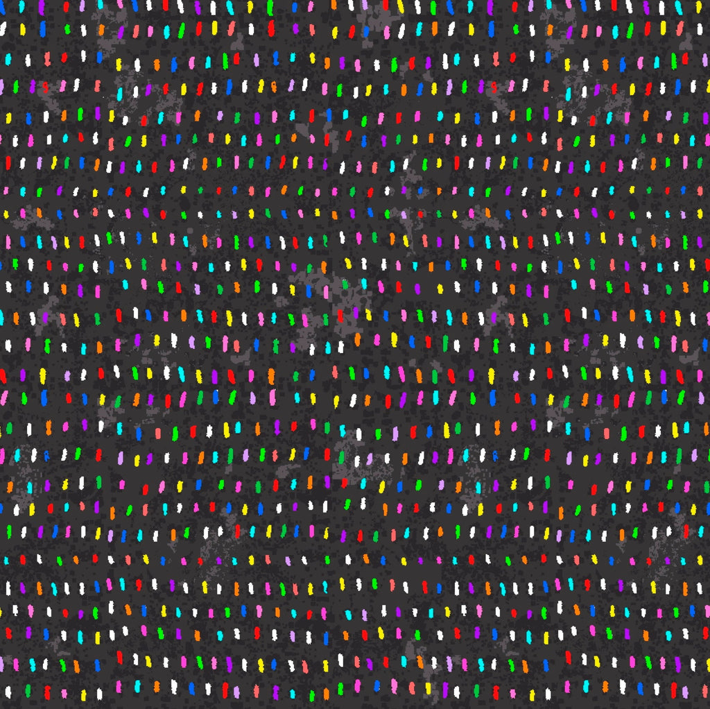 Pattern of colorful horizontal lines on a black background