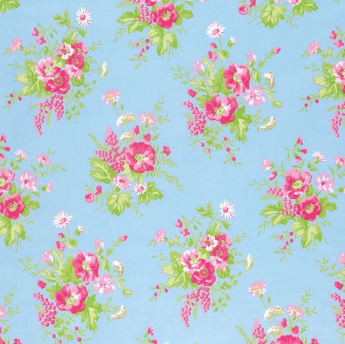 Sadies Dance Card Tanya Whelan  - Wild Flower - Blue.Priced per 25cm.