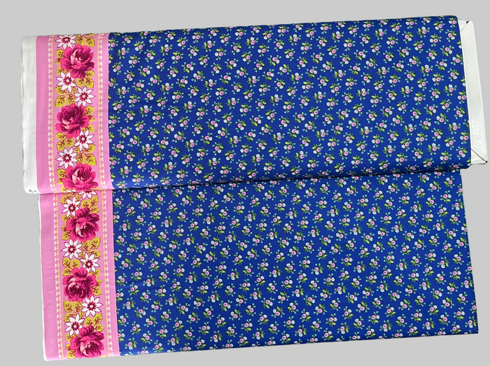 Neptune & The Mermaid Tokyo Milk - Floating Millefleur -BORDER PRINT - PWTM007.8NAVY.Priced per 25cm