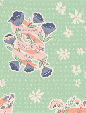 Floral design with text on a light green background