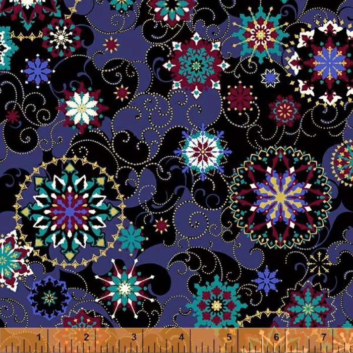 **Winter Medallion BLACK 53191DW-1DES WIDEBACK 108" / 270 cms Priced Per 50 Cm.
