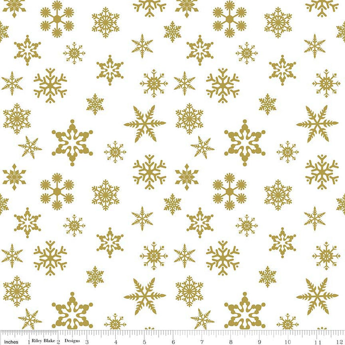 Sparkle Cotton SC566-GOLD snow flake METALLIC.Priced per 25cm.