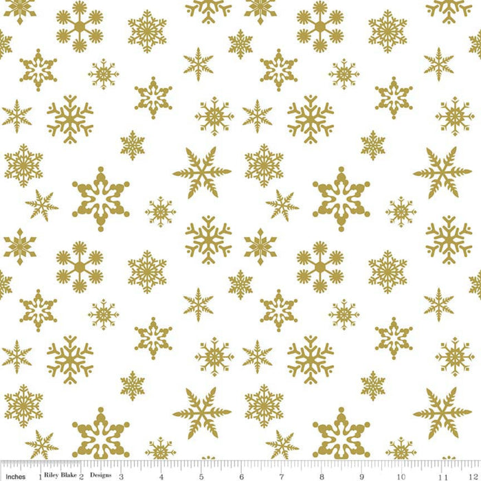 Sparkle Cotton SC566 GOLD SNOW FLAKES METALLIC.Priced per 25cm.