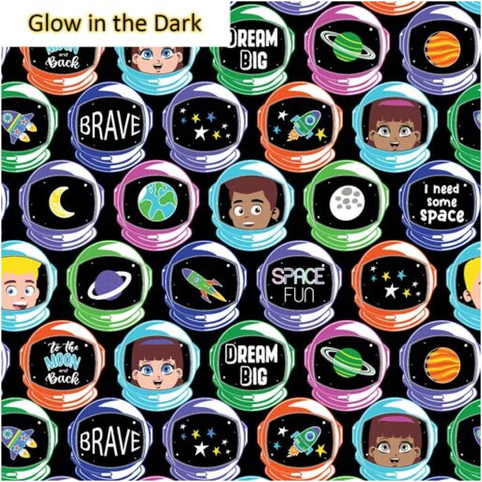 LIFT OFF Im An Astronaut Black Glow in the Dark Ink 1054/0799.Priced per 25cm.