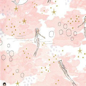 *REMNANT*  Magic BY Sarah Jane - Mermaid Magic in Blossom Metallic - 1.45 METRES