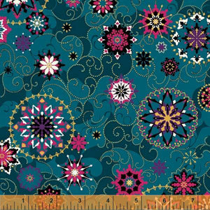 **Winter Medallion TEAL 53191DW-2DES WIDEBACK 108" / 270 cms Priced Per 50 Cm.