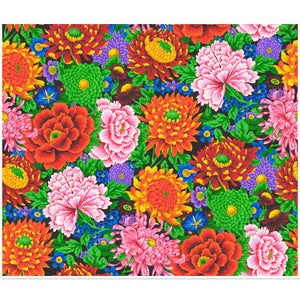 TEMPLE GARDEN Peony and Chrysanthemum - PWSL119.MULTI by Philip Jacobs.Priced per 25cm