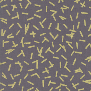 Pattern of yellow geometric shapes on a gray background
