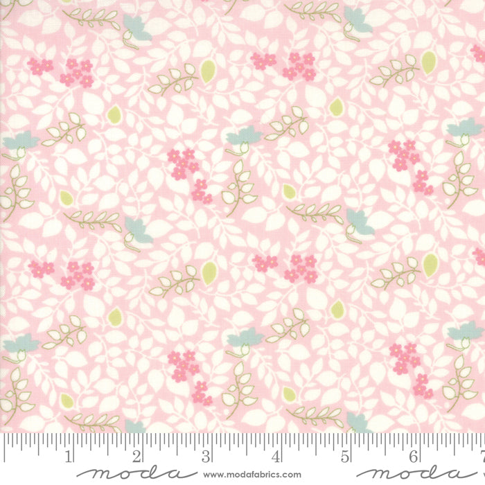 CAROLINE Bloom - Scattered Leaves Pink 18655 12.Priced per 25cm.