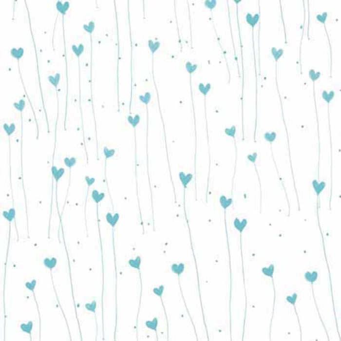 GIFT OF FRIENDSHIP HEARTS 26030ZQ  WHITE / TEAL.Priced per 25cm.