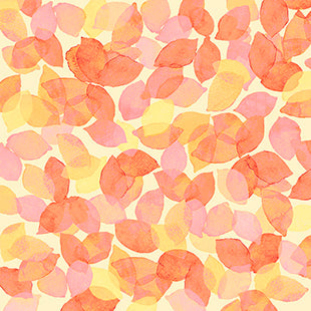 SOIREE By Studio 8 WATERCOLOR LEAVES 26275O LT. ORANGE.Priced per 25cm.