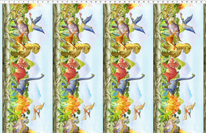 Dinosaur Friends by Jason Yenter 2 DIN 1, Border Fabric.Priced per 25cm