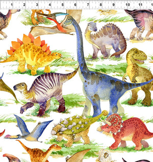 Dinosaur Friends by Jason Yenter 3 DIN 1, Dinosaur Friends Multi.Priced per 25cm