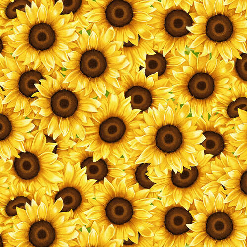 Sunny Sunflowers - Packed Sunflowers by Sharla Fults.Priced per 25cm.