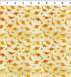 Dinosaur Friends by Jason Yenter 6 DIN 1, Mini Dino Orange.Priced per 25cm