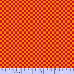 *REMNANT* Marcus Fabrics - Go Go Dino R37 9729 0129 red & orange check - 1.8 METRES