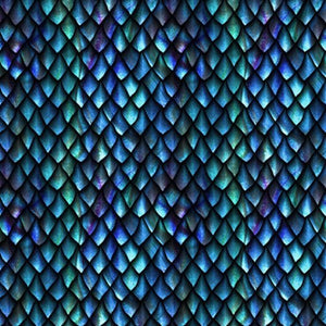 Dragons by Jason Yenter 6DRG-1, Dragon scales BLUE FURY.Priced per 25 Cm.
