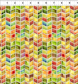 Dinosaur Friends by Jason Yenter 7 DIN 1, Chevron Multi.Priced per 25cm