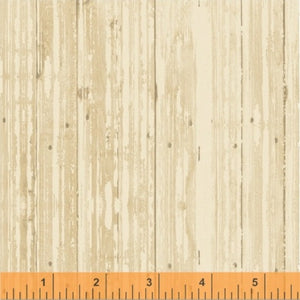 A woodgrain cream fabric with a visible measuring tape, indicating the texture and grain of the material.