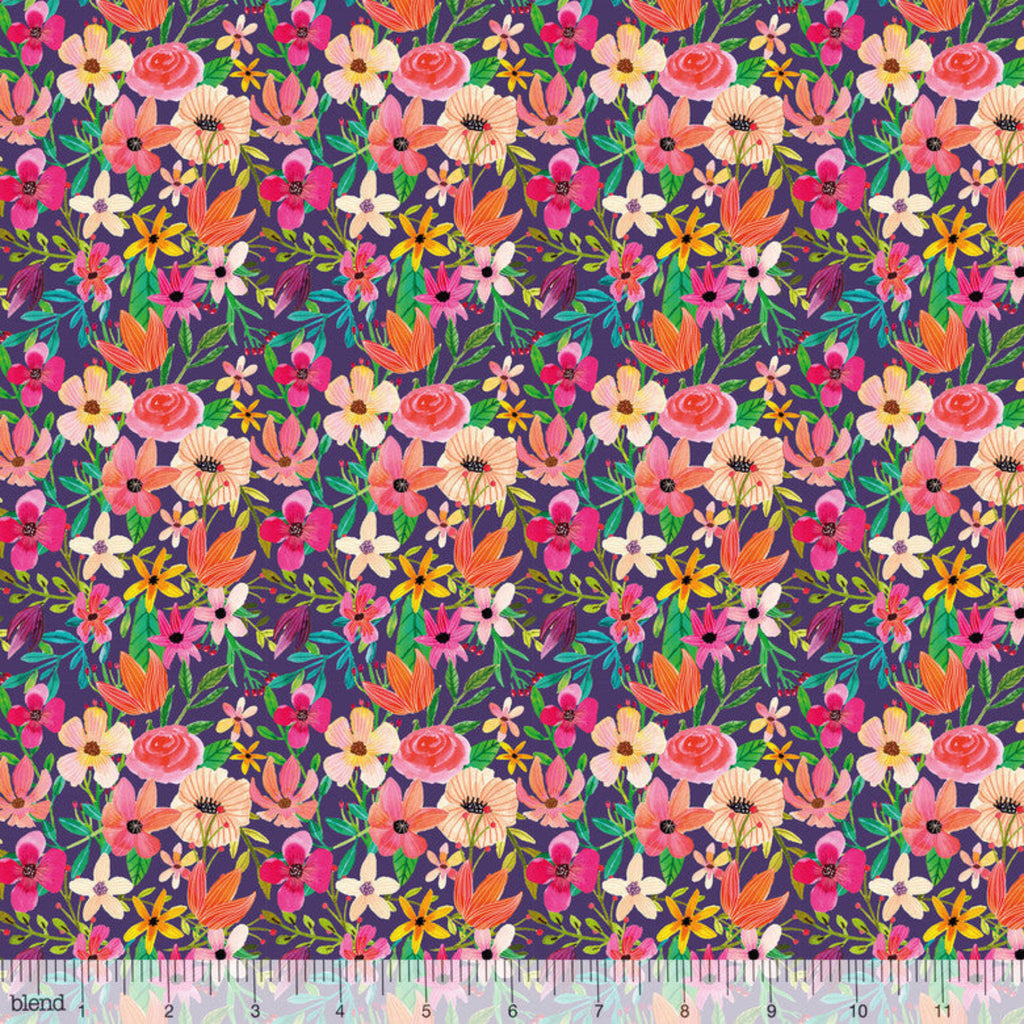 Forest Friends - Floral Mixture Plum by Mia Charro - Priced per 25Cm