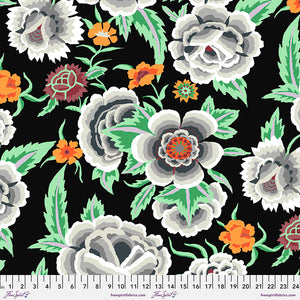 KFC Embroidered Shawl BLACK PWGP106.Priced per 25cm