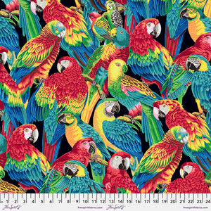 TREASURE ISLAND Polly Parrots BLACK PWSL106 by Philip Jacobs.Priced per 25cm