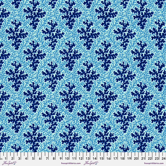 TREASURE ISLAND Seaweed & Coral BLUE PWSL109 by Philip Jacobs.Priced per 25cm