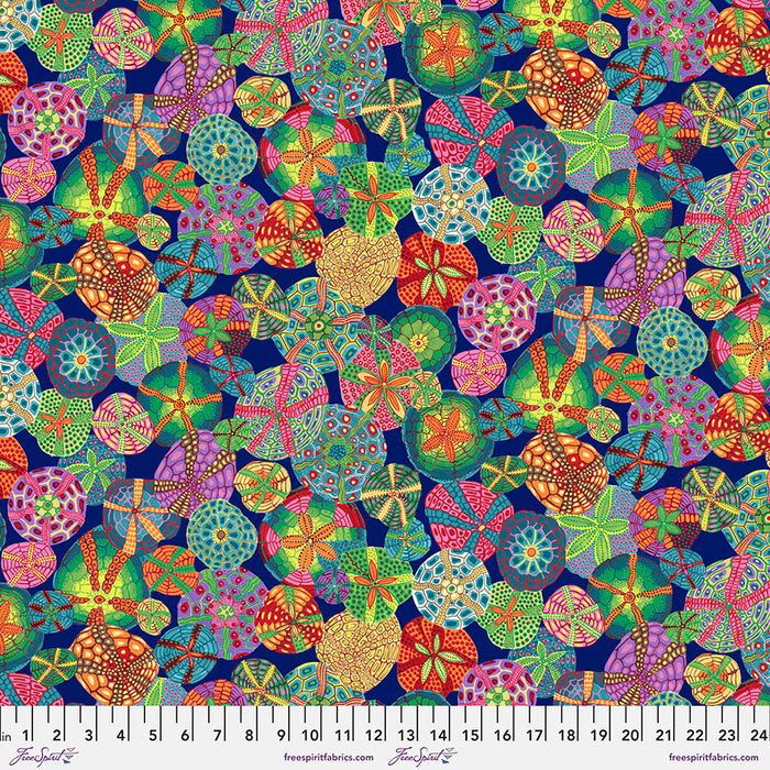TREASURE ISLAND Sand Dollars NAVY PWSL113 by Philip Jacobs.Priced per 25cm